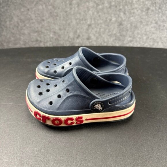 Crocs Kids Clogs Size 8 Navy Blue and Red Sneakers Shoes Slip On Casual - Picture 9 of 9